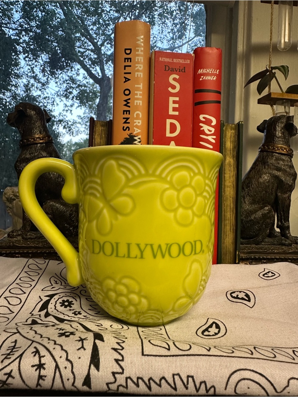Dollywood Lime Green Floral pour myself a cup of ambition Ceramic Mug